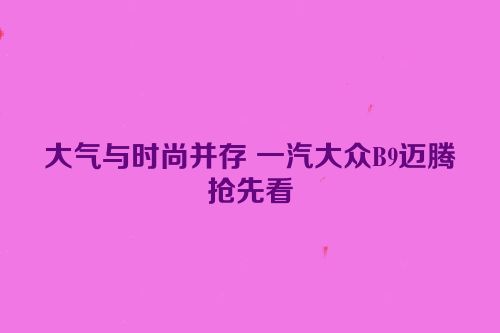 大气与时尚并存 一汽大众B9迈腾抢先看