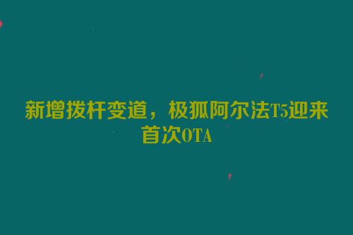 新增拨杆变道，极狐阿尔法T5迎来首次OTA