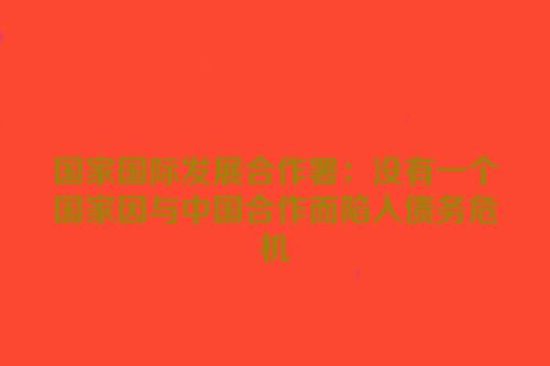国家国际发展合作署：没有一个国家因与中国合作而陷入债务危机