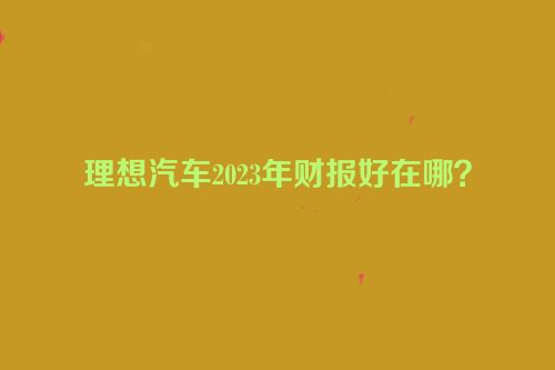 理想汽车2023年财报好在哪？