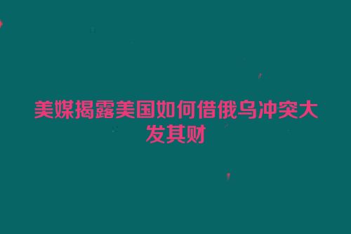 美媒揭露美国如何借俄乌冲突大发其财
