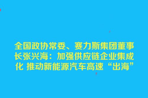 全国政协常委、赛力斯集团董事长张兴海：加强供应链企业集成化 推动新能源汽车高速“出海”