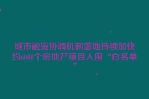城市融资协调机制落地持续加快约6000个房地产项目入围“白名单”