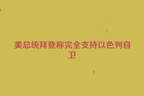 美总统拜登称完全支持以色列自卫