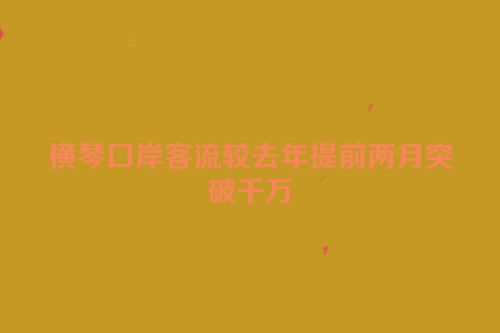 横琴口岸客流较去年提前两月突破千万