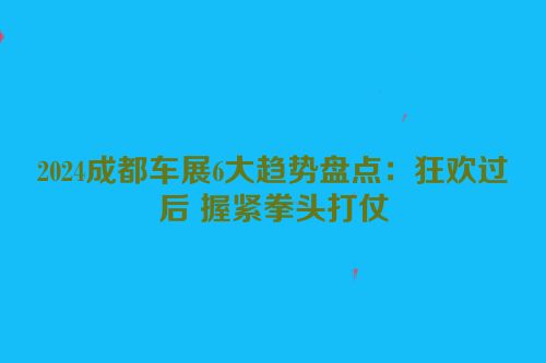 2024成都车展6大趋势盘点：狂欢过后 握紧拳头打仗
