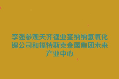 李强参观天齐锂业奎纳纳氢氧化锂公司和福特斯克金属集团未来产业中心