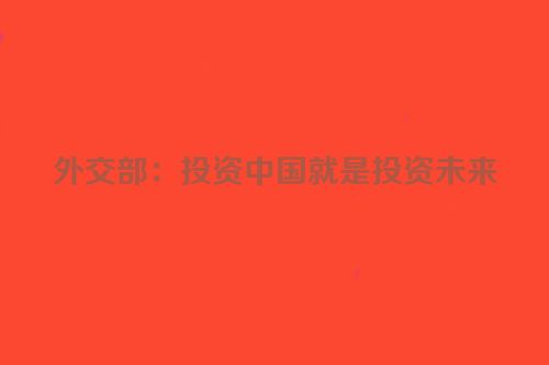 外交部：投资中国就是投资未来
