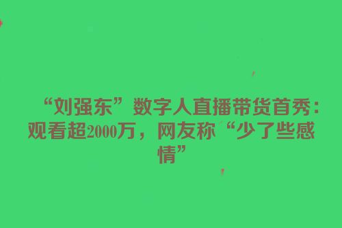 “刘强东”数字人直播带货首秀：观看超2000万，网友称“少了些感情”