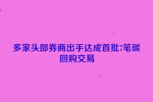 多家头部券商出手达成首批7笔碳回购交易