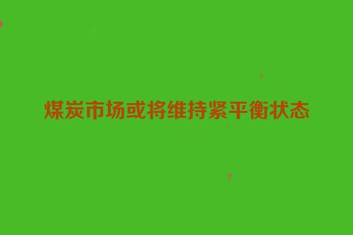 煤炭市场或将维持紧平衡状态