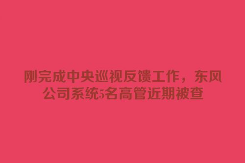 刚完成中央巡视反馈工作，东风公司系统5名高管近期被查